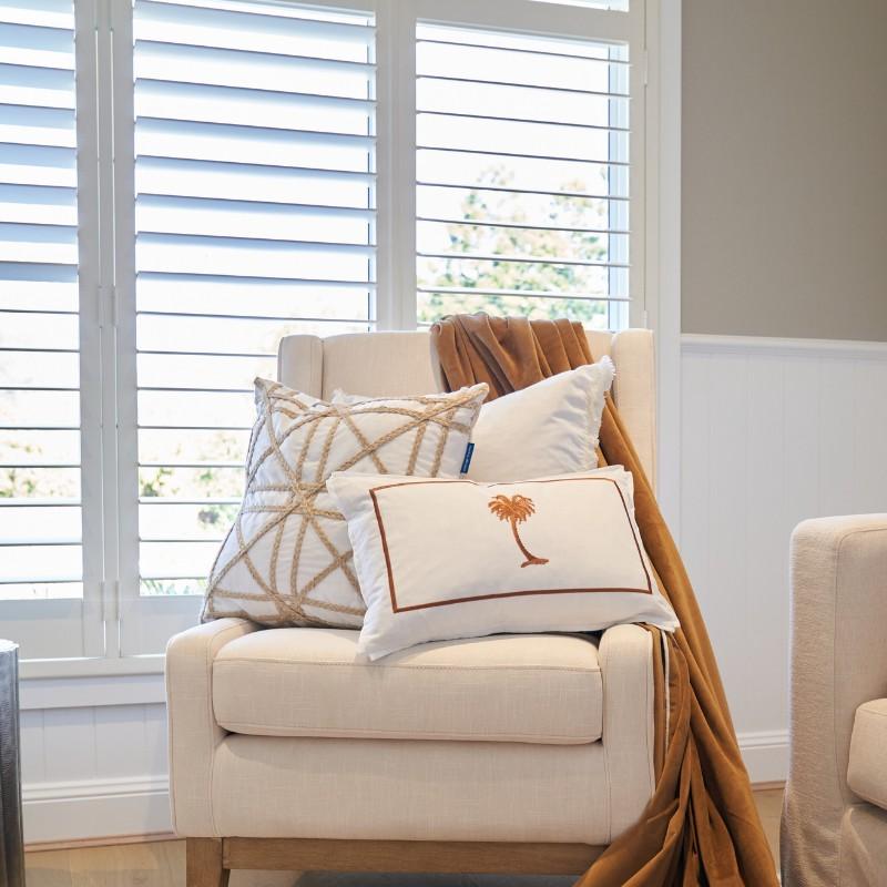PALM COVE Palm Tree Brown and White Cushion Cover | Hamptons Home | Hamptons Home