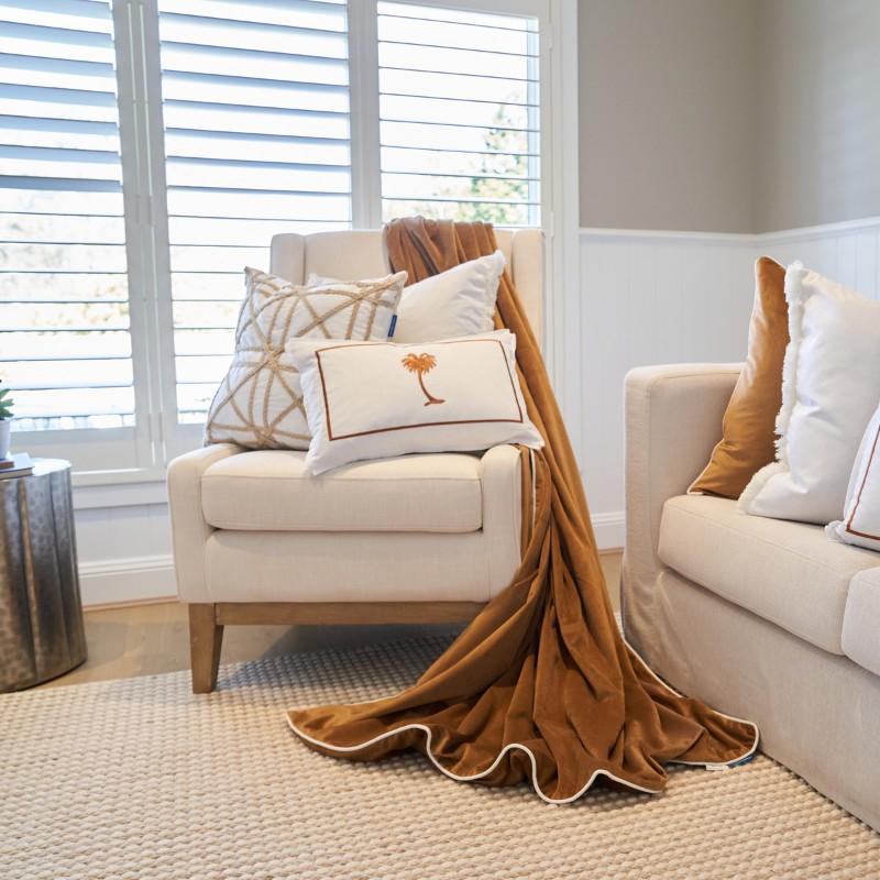 PALM COVE Palm Tree Brown and White Cushion Cover | Hamptons Home | Hamptons Home