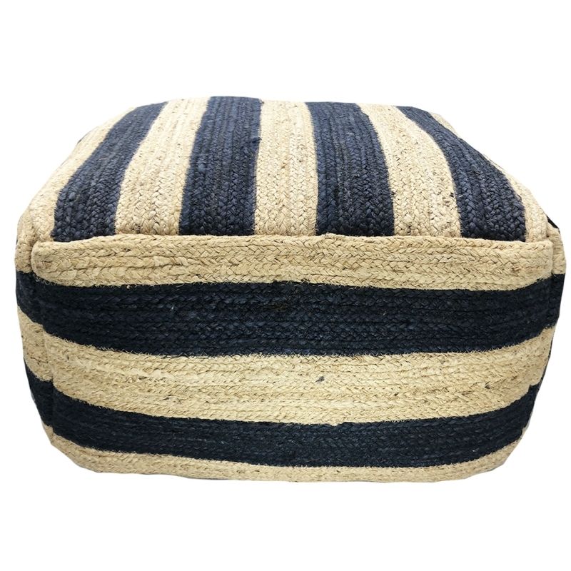 Porta Navy Blue Stripe Ottoman | Hamptons Home | Hamptons Home