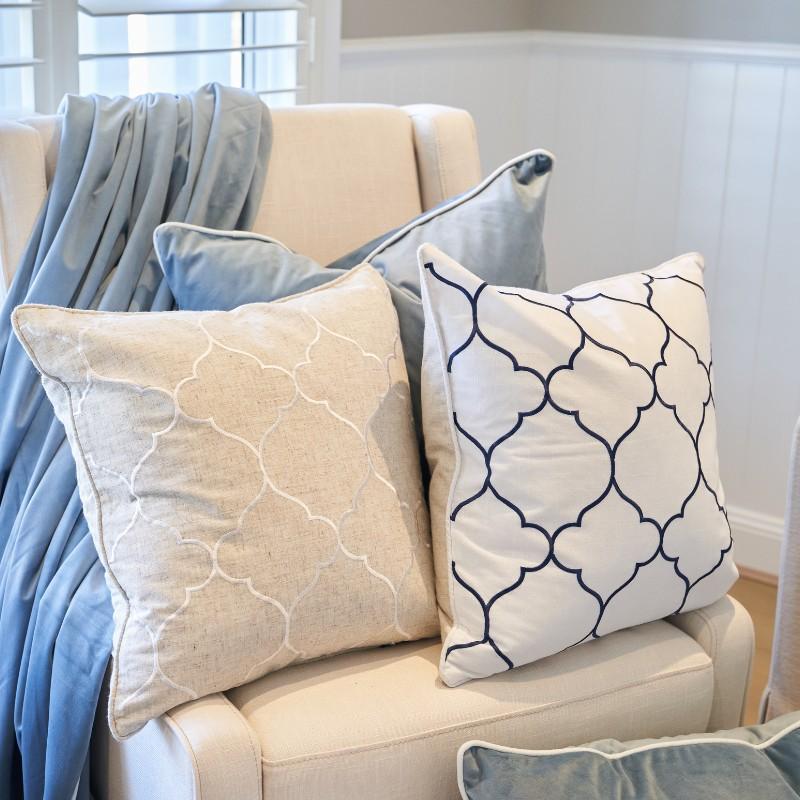 QUINNS White Trellis and Linen Cushion Cover | Hamptons Home | Hamptons Home