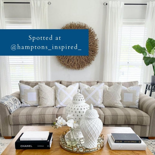 EASTWOOD Silver Linen and White Cushion Cover | Hamptons Home | Hamptons Home