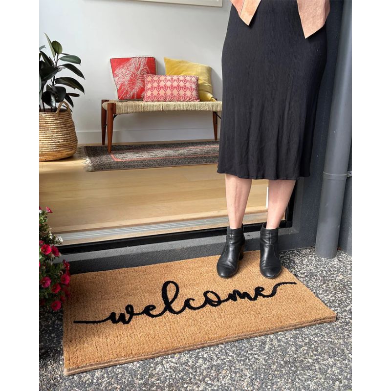 Welcome Embossed Coir Doormat | Hamptons Home