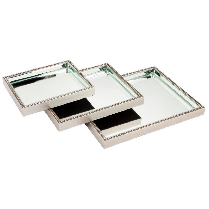 Hamptons Home Zeta Antique Silver Mirror Tray Large | Hamptons Home