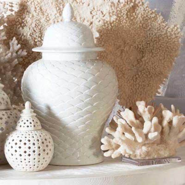 Gloss White Miccah Temple Jar Medium 32 cm | Hamptons Home | Hamptons Home