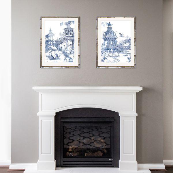 Willow Blue and White Chinoiserie Bamboo Framed | Hamptons Home | Hamptons Home