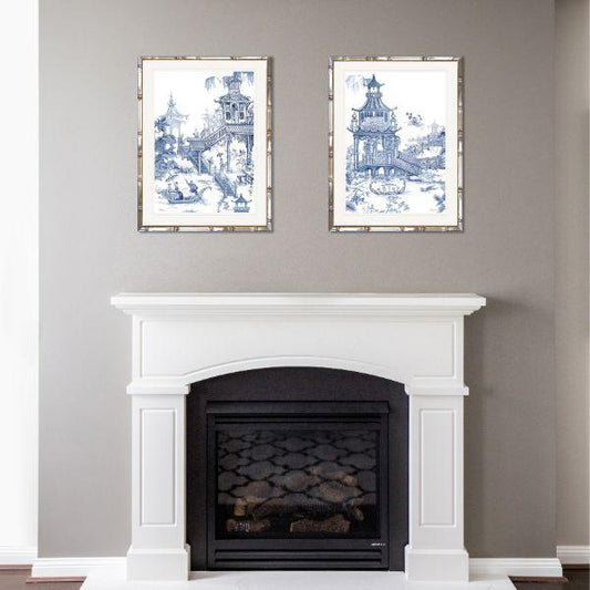 Willow Blue and White Chinoiserie Bamboo Framed | Hamptons Home | Hamptons Home