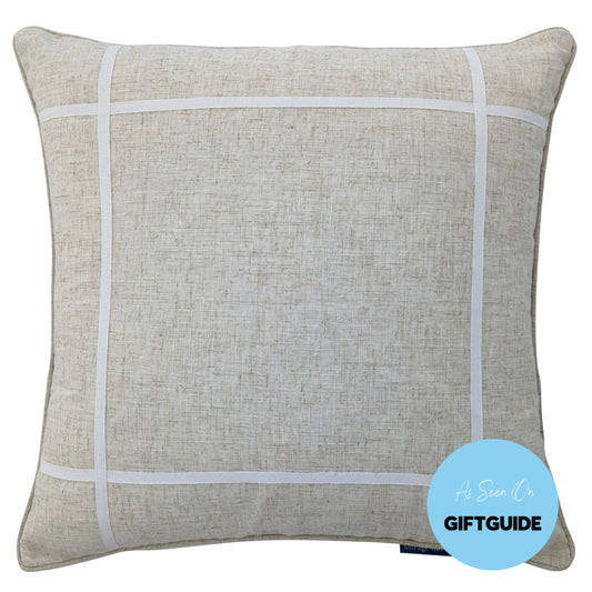 VISTA Linen and White Criss Cross Cushion Cover | Hamptons Home