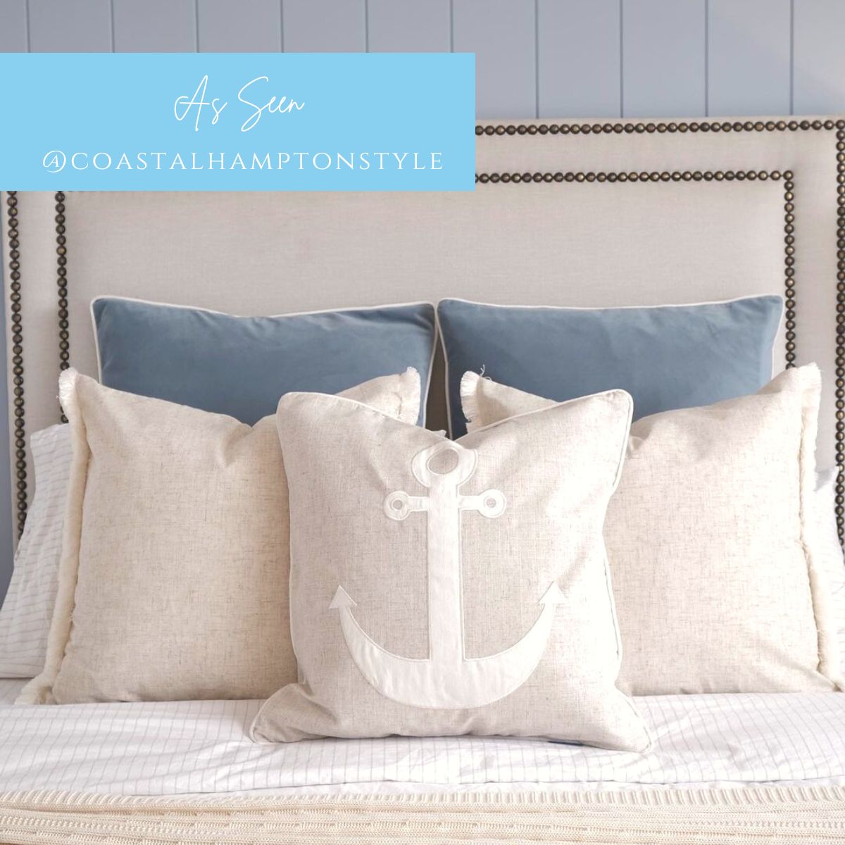 Anchor Linen and White Kids Cushion Cover | Hamptons Home