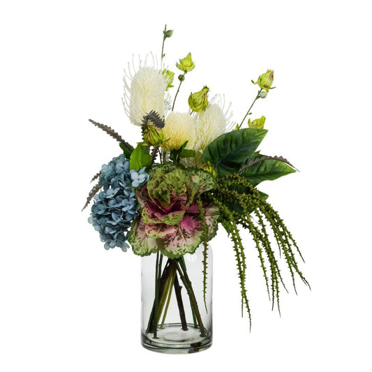 Hydrangea & Protea Mixed Arrangement 45cm H | Hamptons Home | Hamptons Home