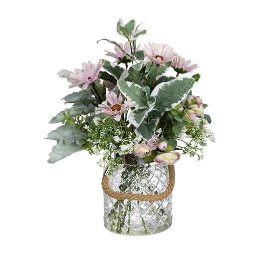 Eutomosa & Gypso Mixed Arrangement in Maison Jar 35cm H  | Hamptons Home