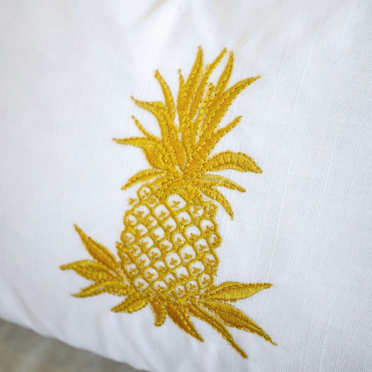 HABANA White and Gold Pineapple Cushion Cover  | Hamptons Home
