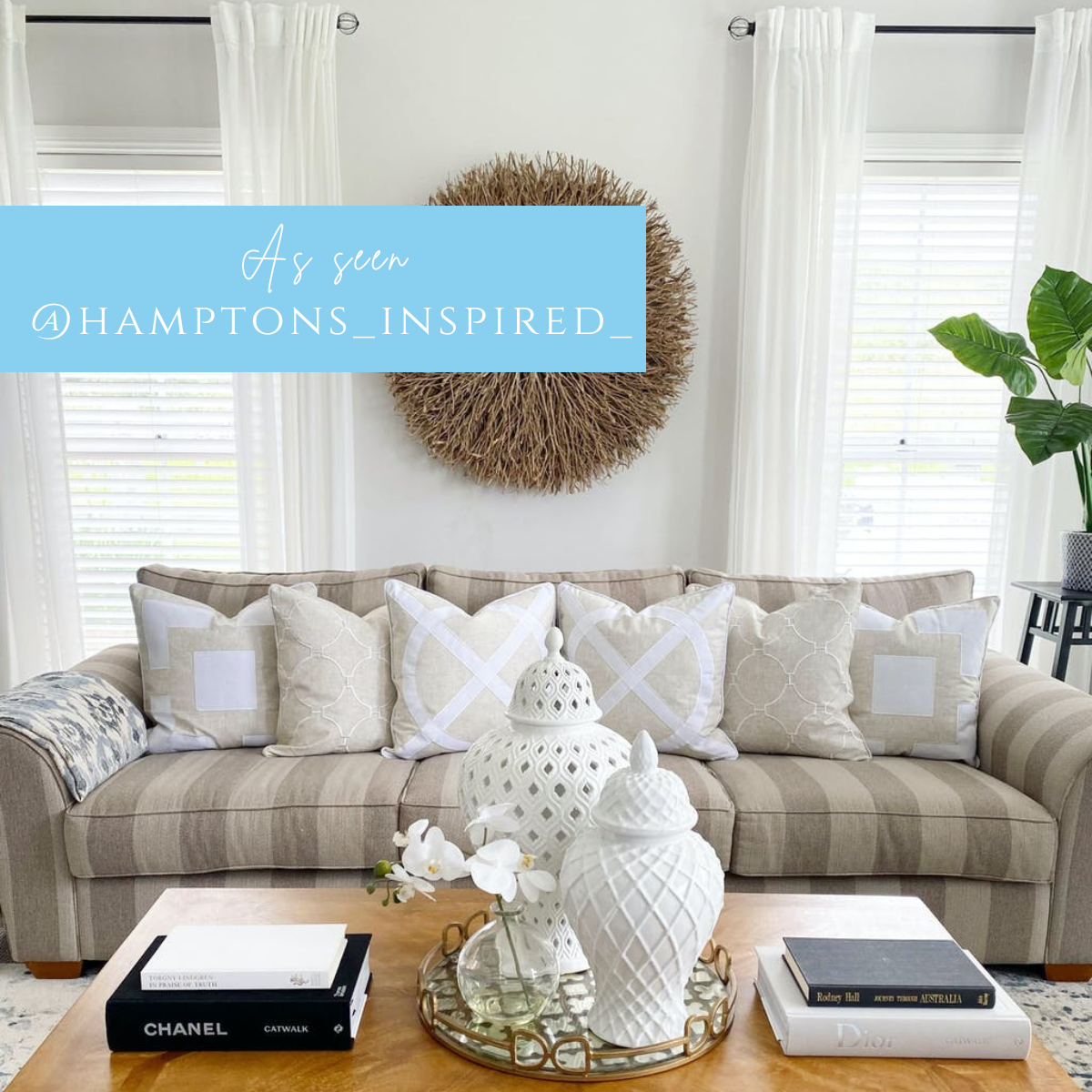 QUINNS White Hampton Link Linen Cushion Cover | Hamptons Home