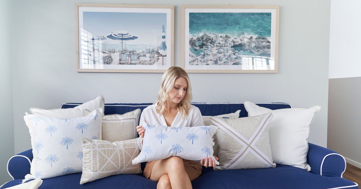 Pillows, Blue and White buying Hampton's Cushion Covers, Striped Hampton's Style Pillows, Medallion Decorative Pillow, Cushion Cover, Coastal