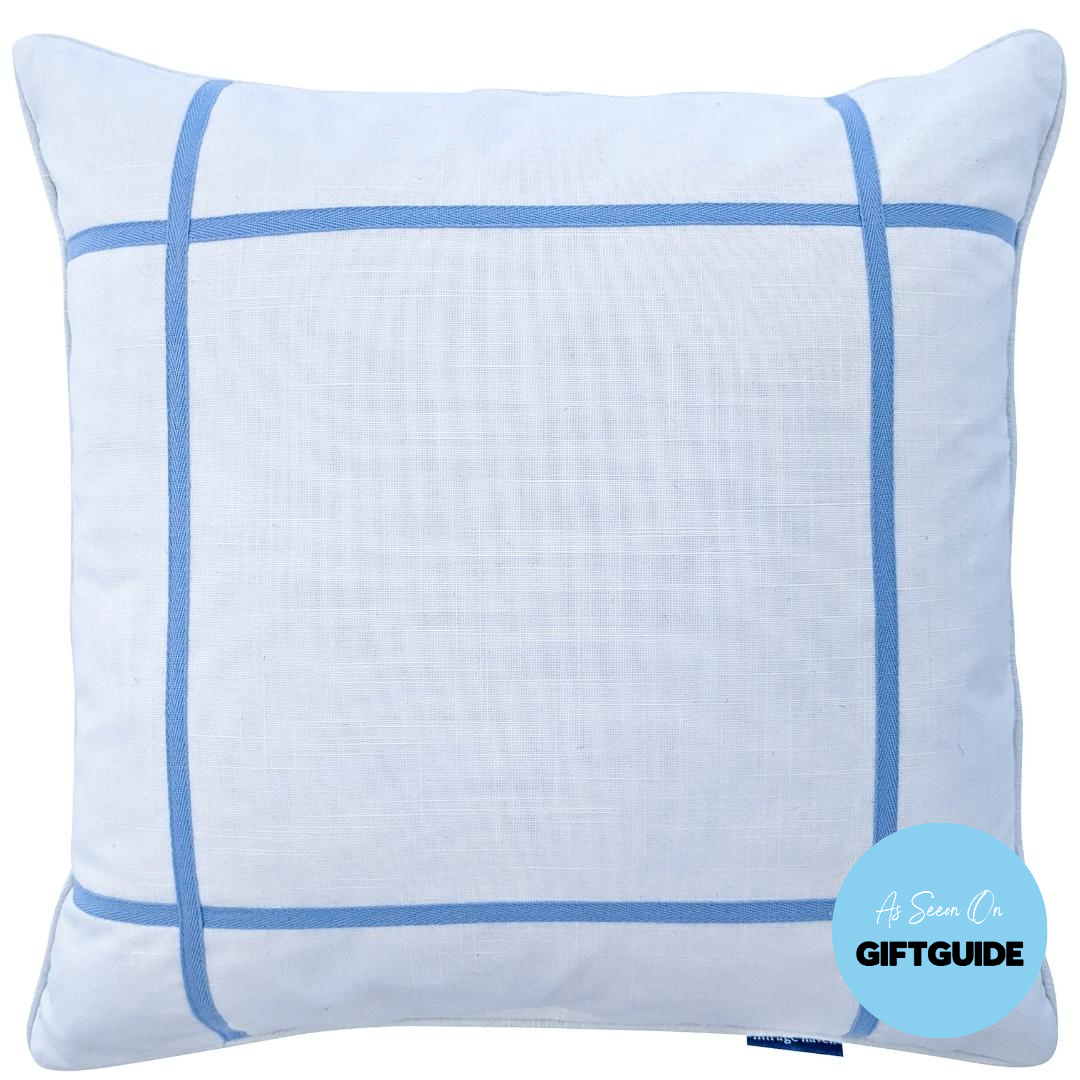 VISTA Cornflower Blue and White Criss Cross Cushion Cover | Hamptons Home