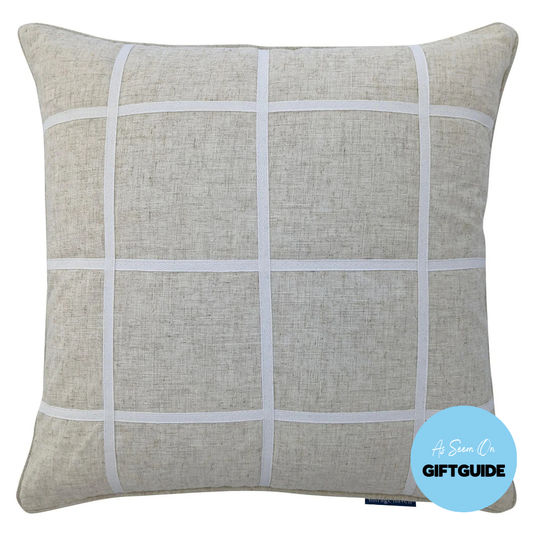 VISTA Linen and White Criss Cross Cushion Cover | Hamptons Home