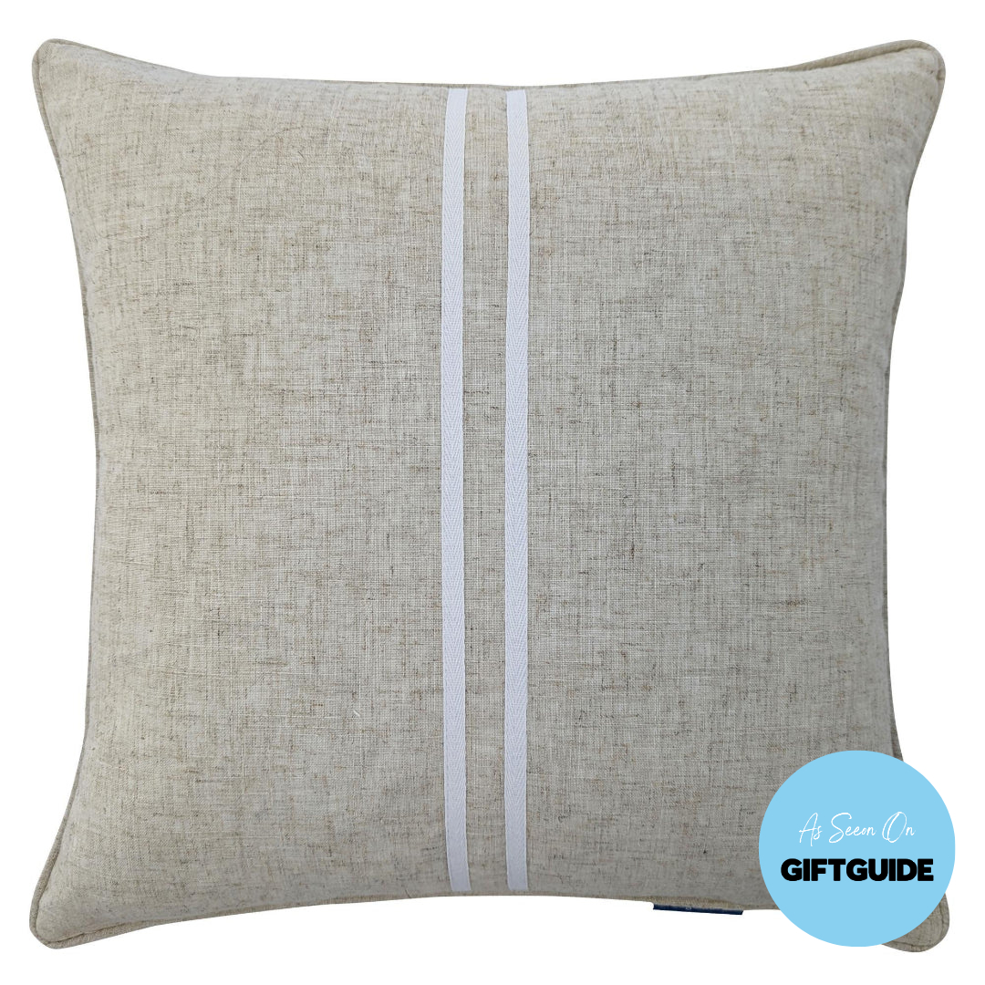 VISTA Twin Stripe Linen and White Cushion Cover | Hamptons Home