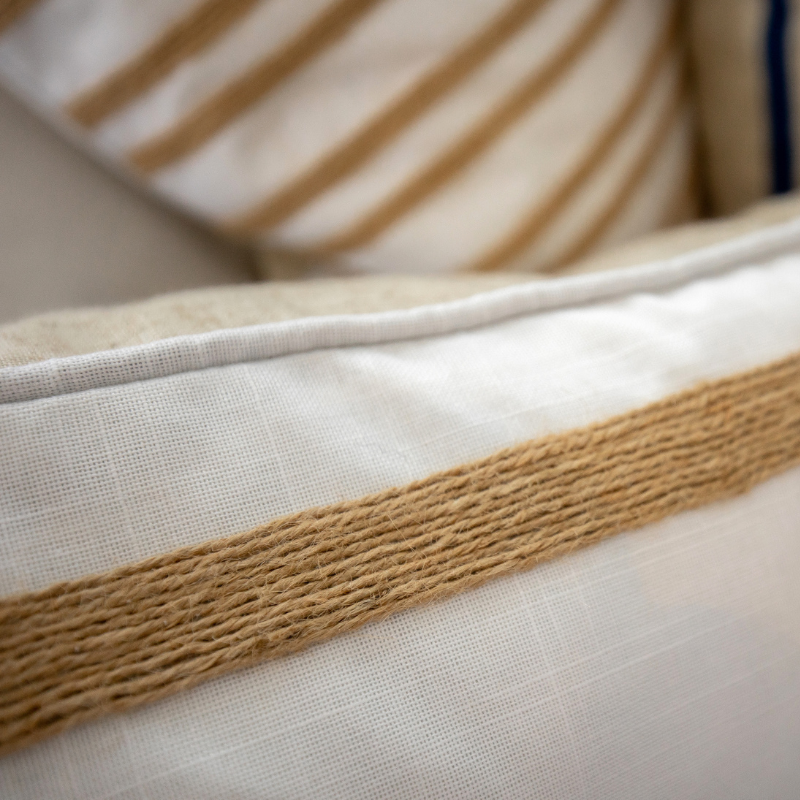 Mirage Haven INDEE White and Hemp Stripe Cushion Cover | Hamptons Home | Hamptons Home