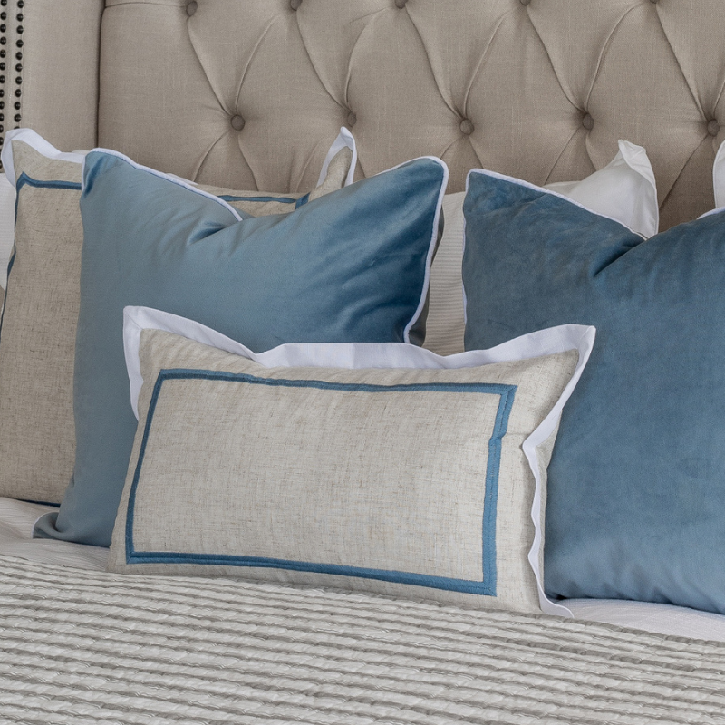 GRANGE Duck Egg Blue Premium Velvet Cushion Cover  | Hamptons Home | Hamptons Home