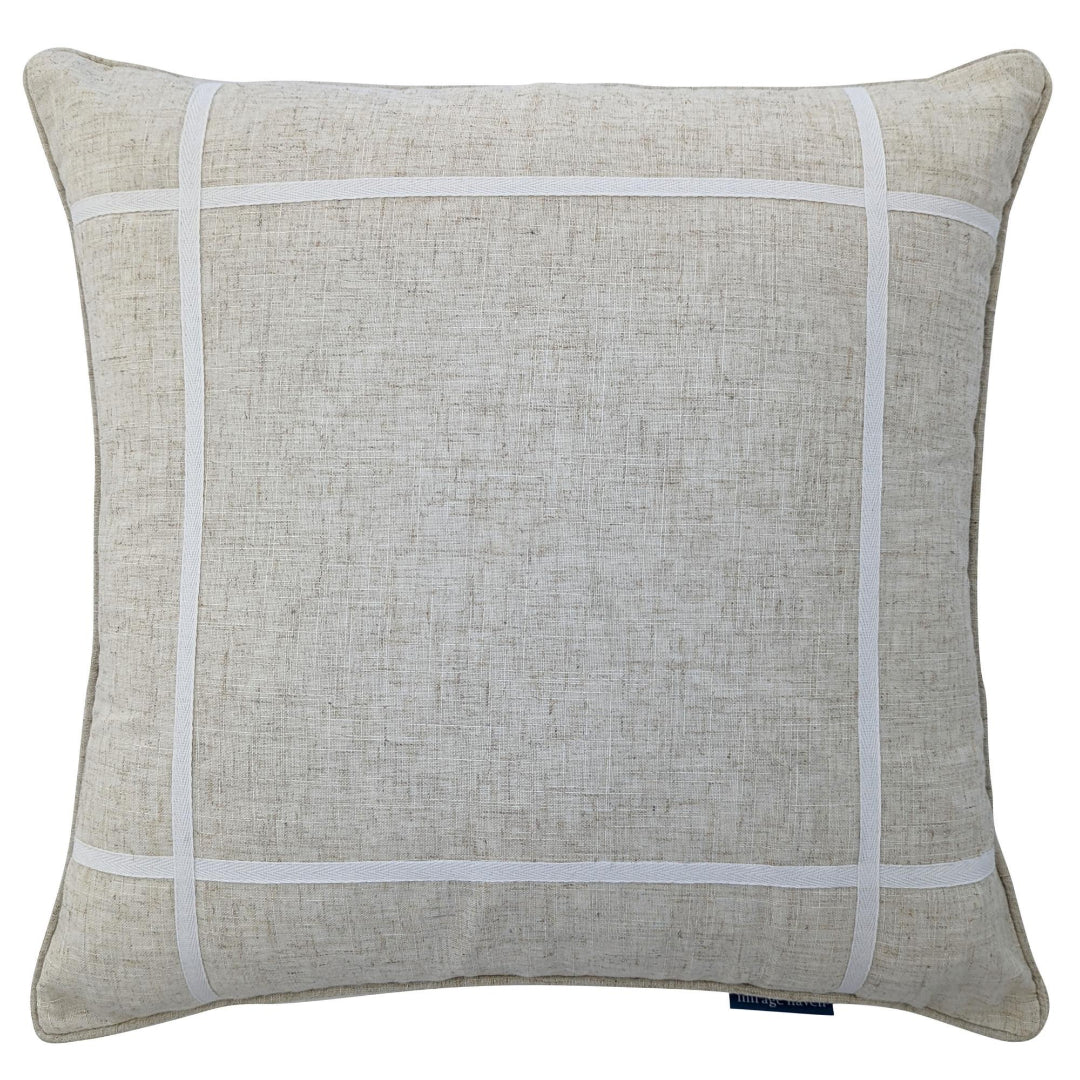 VISTA Linen and White Criss Cross Cushion Cover | Hamptons Home