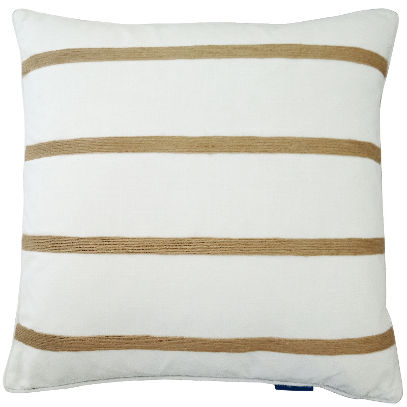 INDEE White and Hemp Multi Stripe Cushion Cover | Hamptons Home | Hamptons Home
