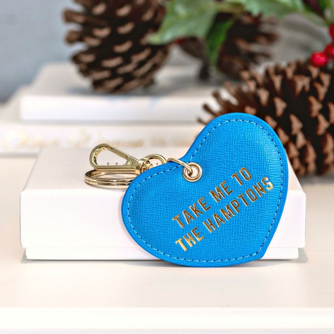Take Me To The Hamptons Nile Blue Leather Keyring Gift Box Set  | Hamptons Home