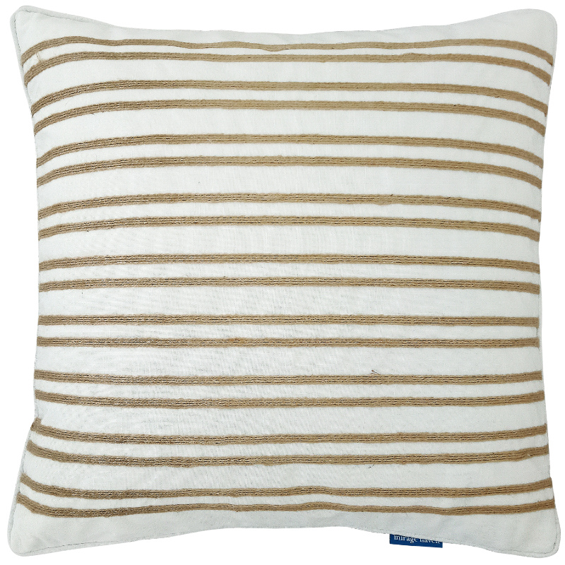 INDEE White and Hemp Double Stripe Cushion Cover | Hamptons Home | Hamptons Home