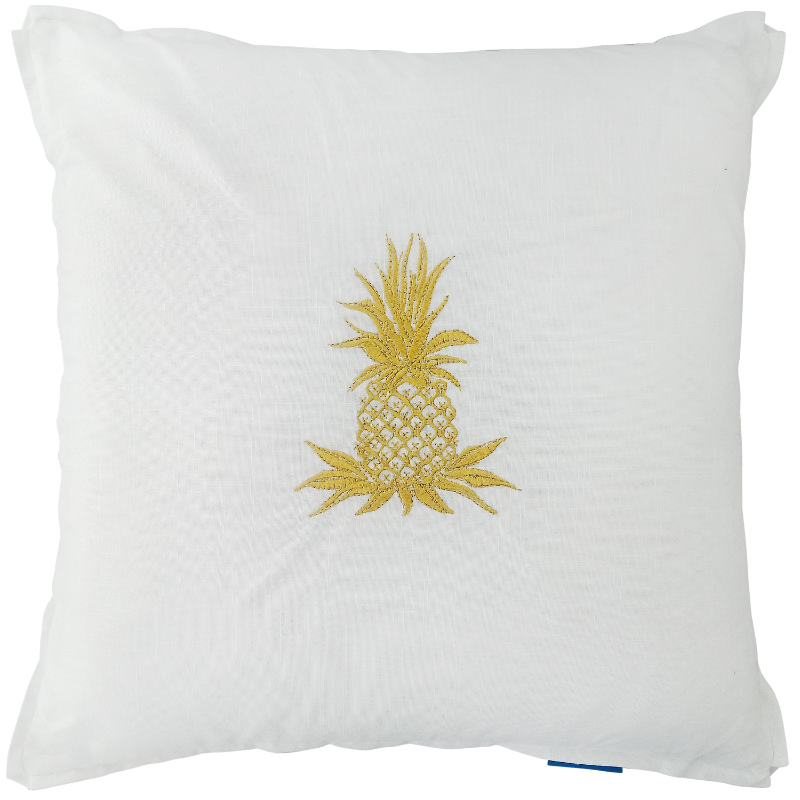 HABANA White and Gold Pineapple Cushion Cover | Hamptons Home