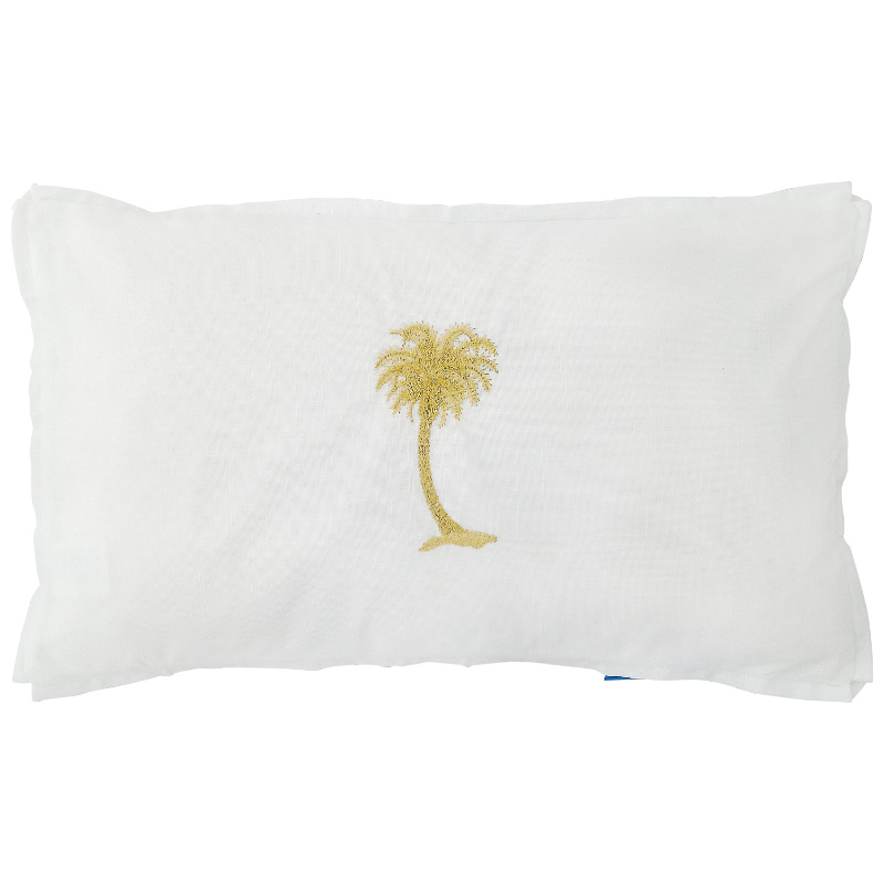 HABANA White and Gold Palm Tree Cushion Cover | Hamptons Home