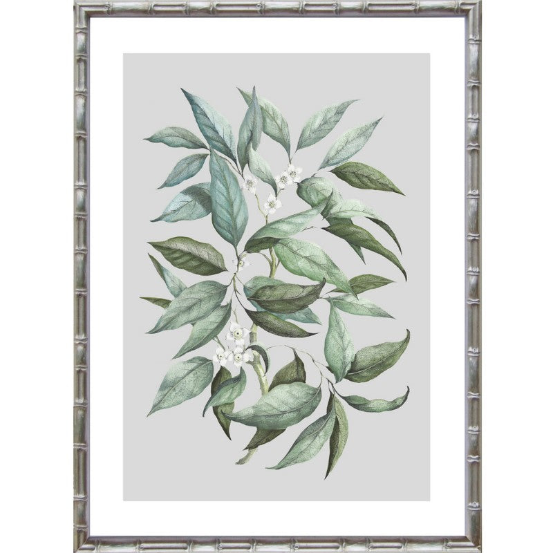 Silver Botanical Bamboo Framed Wall Art Hamptons Home