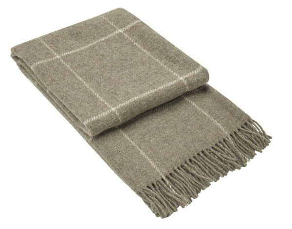 Hayworth Beige Striped NZ Wool Throw Blanket Online | Hamptons Home
