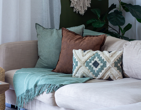Hayworth Sage Striped NZ Wool Throw Blanket Online | Hamptons Home