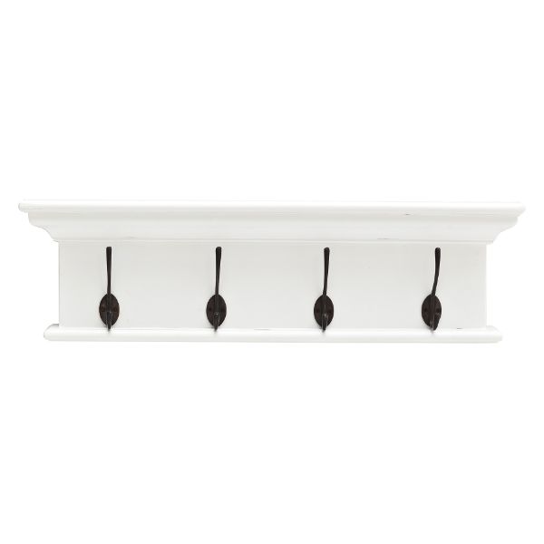 Nova Solo Halifax 4 Hook Wall Rack White | Hamptons Home