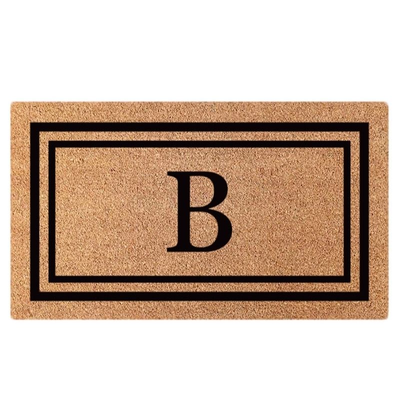 Custom Initial Double Border Premium Coir Doormat | Hamptons Home | Hamptons Home