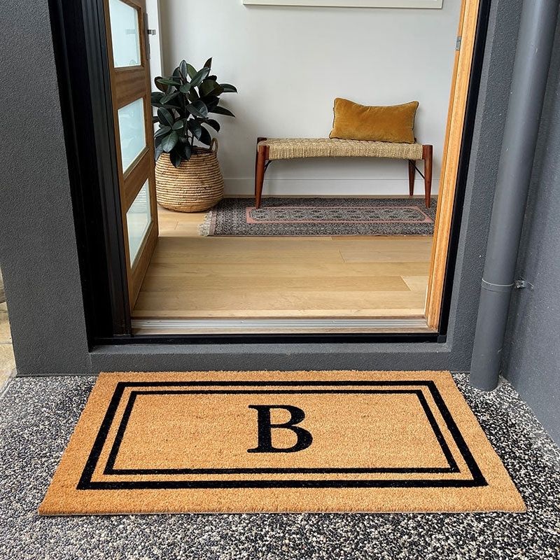 Custom Initial Double Border Premium Coir Doormat | Hamptons Home | Hamptons Home