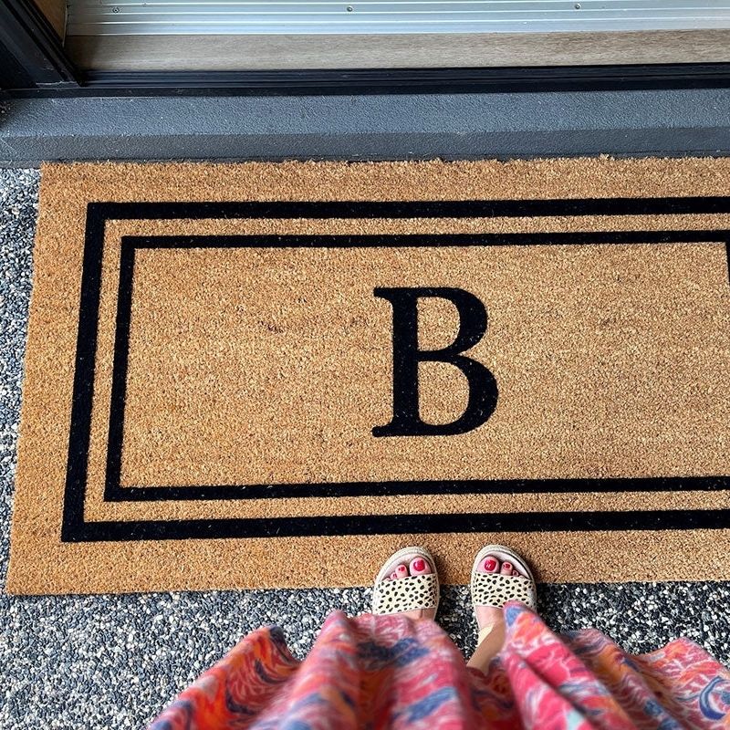 Custom Initial Double Border Premium Coir Doormat | Hamptons Home | Hamptons Home