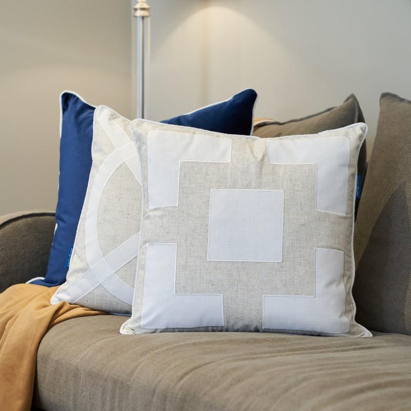EASTWOOD Silver Linen and White Cushion Cover | Hamptons Home | Hamptons Home