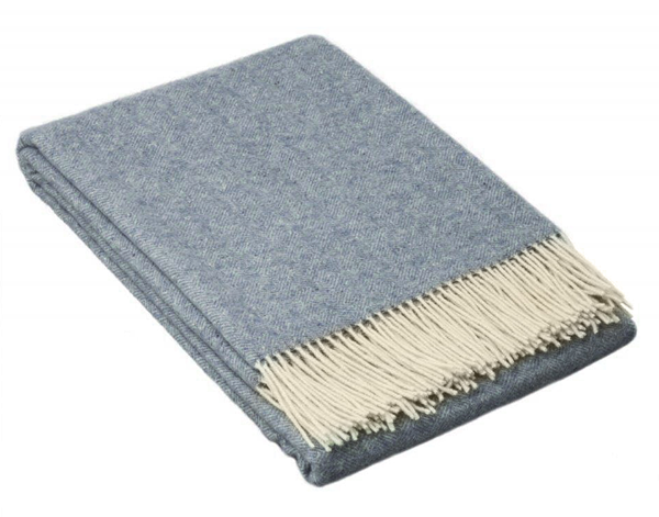 Hampton Blue Merino Wool Blend Throw Blanket Online | Hamptons Home