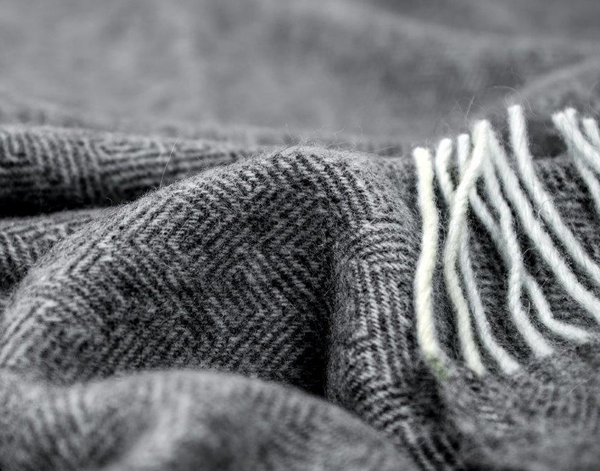 Hampton Dark Grey Merino Wool Blend Throw Blanket Online | Hamptons Home