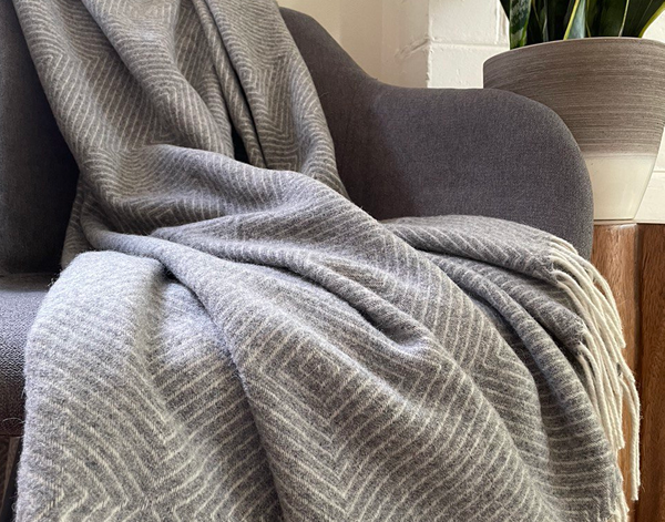 Hampton Light Grey Merino Wool Blend Throw Blanket Online | Hamptons Home