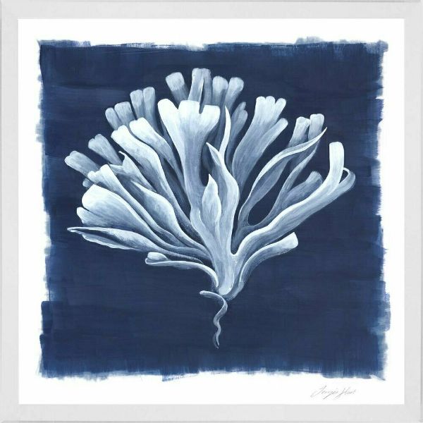 Deep Blue Sea Corals White Framed Wall Art | Hamptons Home | Hamptons Home