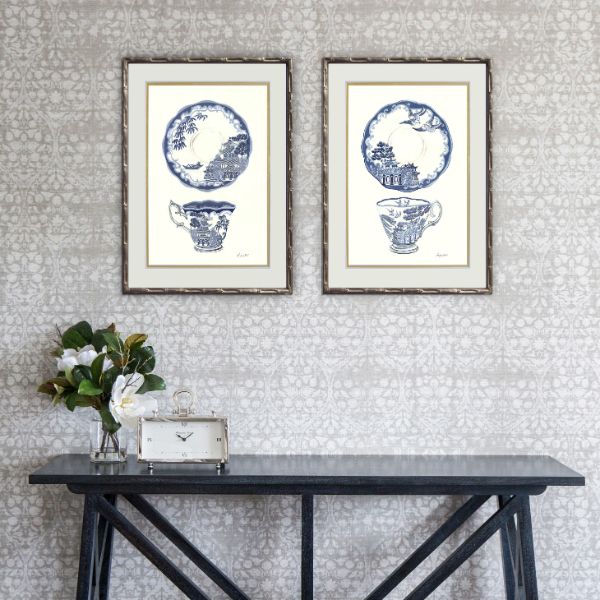 Blue and White Tea China Framed Wall Art | Hamptons Home | Hamptons Home