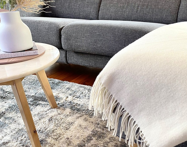Astor Ivory Cashmere and Superfine Merino Wool Throw Blanket Online | Hamptons Home