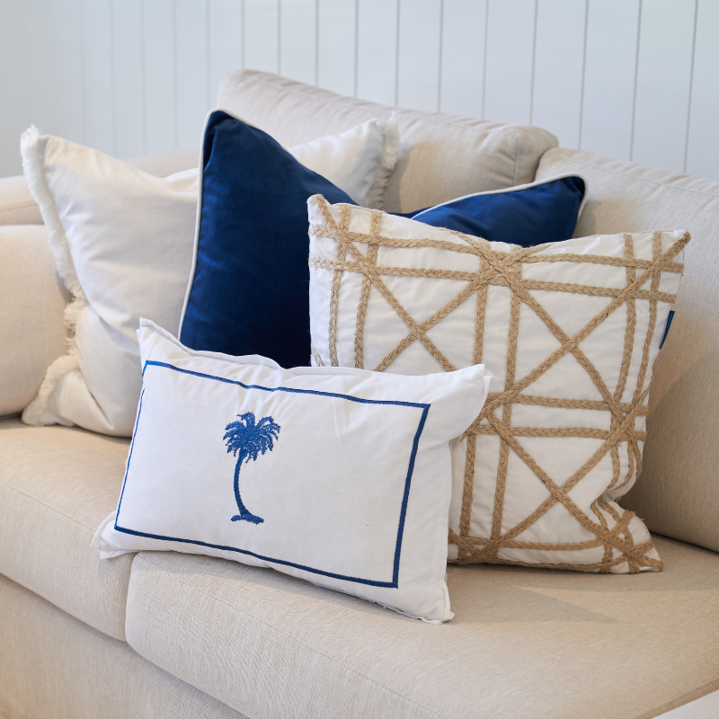 LONG BEACH Hemp Braids Crosses Cushion Cover | Hamptons Home | Hamptons Home