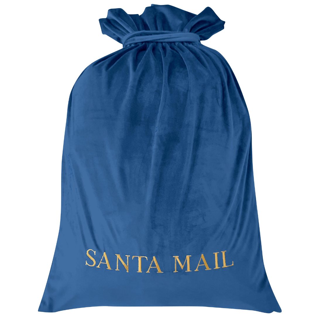 Luxury Personalised Velvet Santa Sack French Blue | Hamptons Home | Hamptons Home