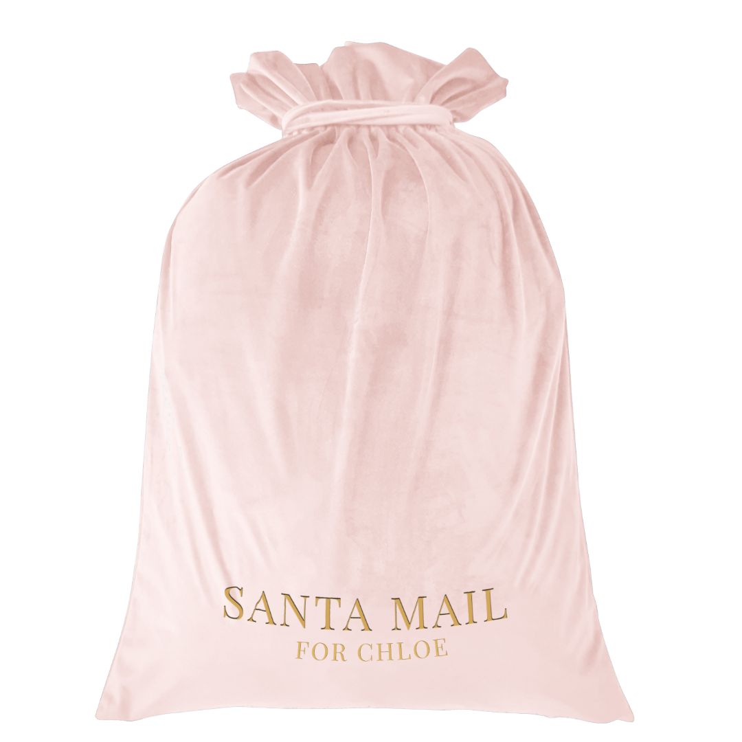 Luxury Personalised Velvet Santa Sack Blush Pink | Hamptons Home | Hamptons Home