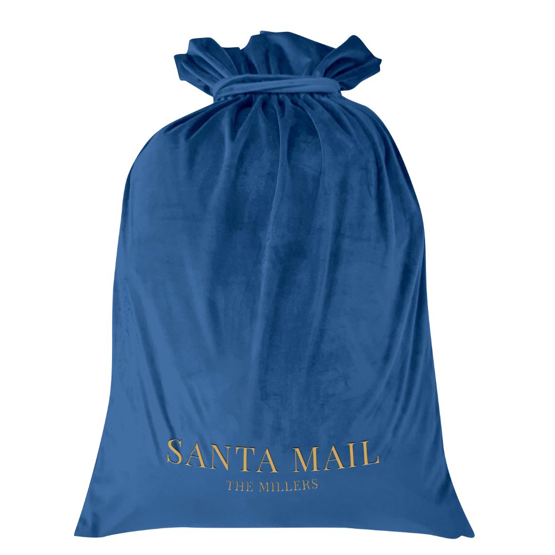 Luxury Personalised Velvet Santa Sack French Blue | Hamptons Home | Hamptons Home