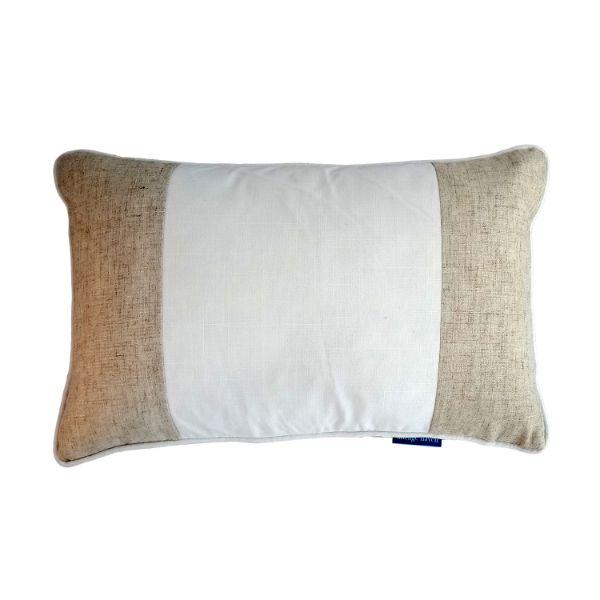 EASTWOOD Silver Linen and White Panel Cushion Cover  | Hampotons Home | Hamptons Home
