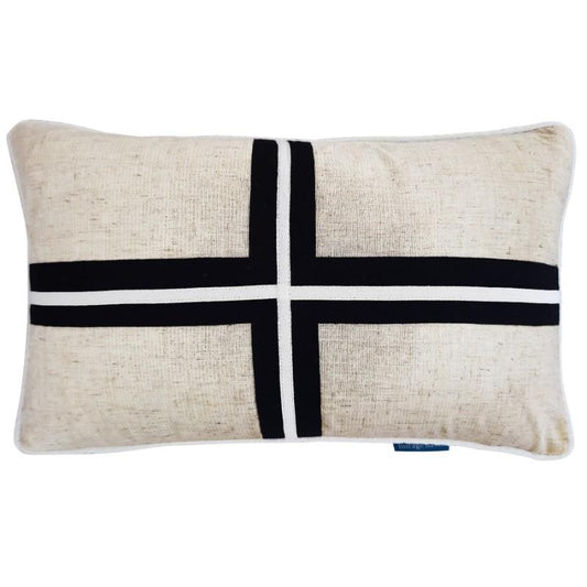 MILROY Black Stripes and Silver Jute Cushion Cover | Hamptons Home | Hamptons Home
