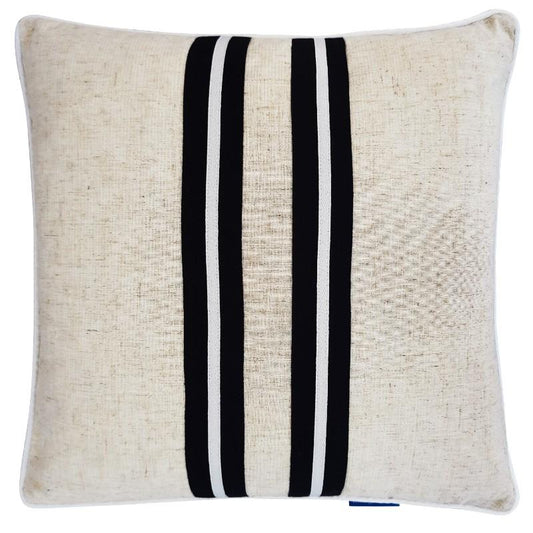 MILROY Twin Stripe Black Stripes and Silver Jute | Hamptons Home