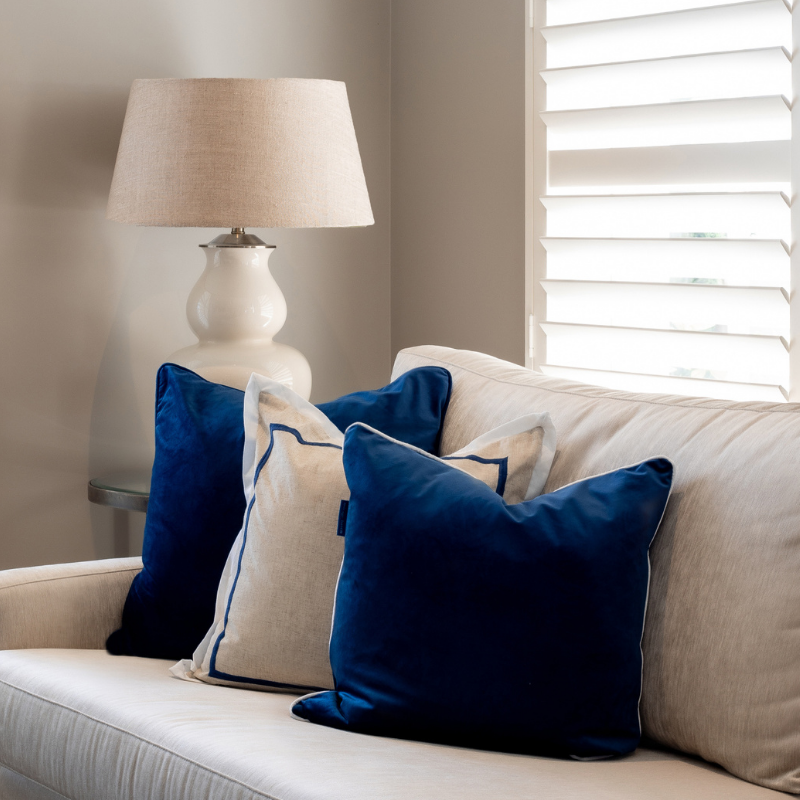 GRANGE Dark Blue Premium Velvet Cushion Cover  | Hamptons Home | Hamptons Home